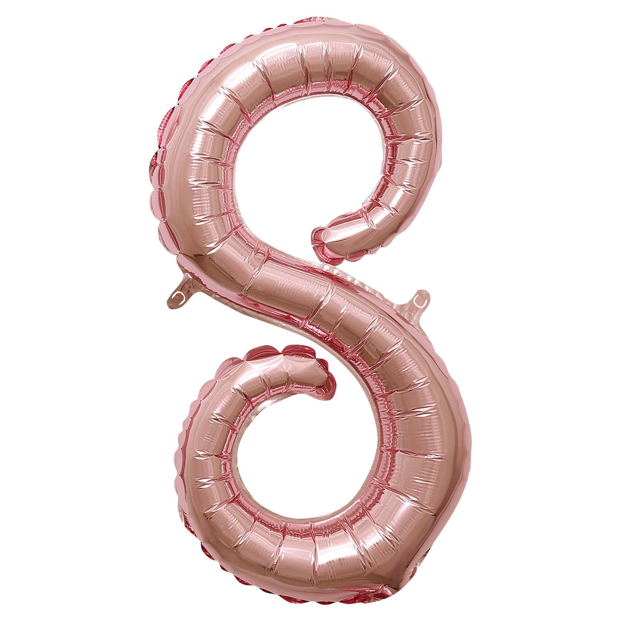 Rose Gold Script Number 8 Balloon