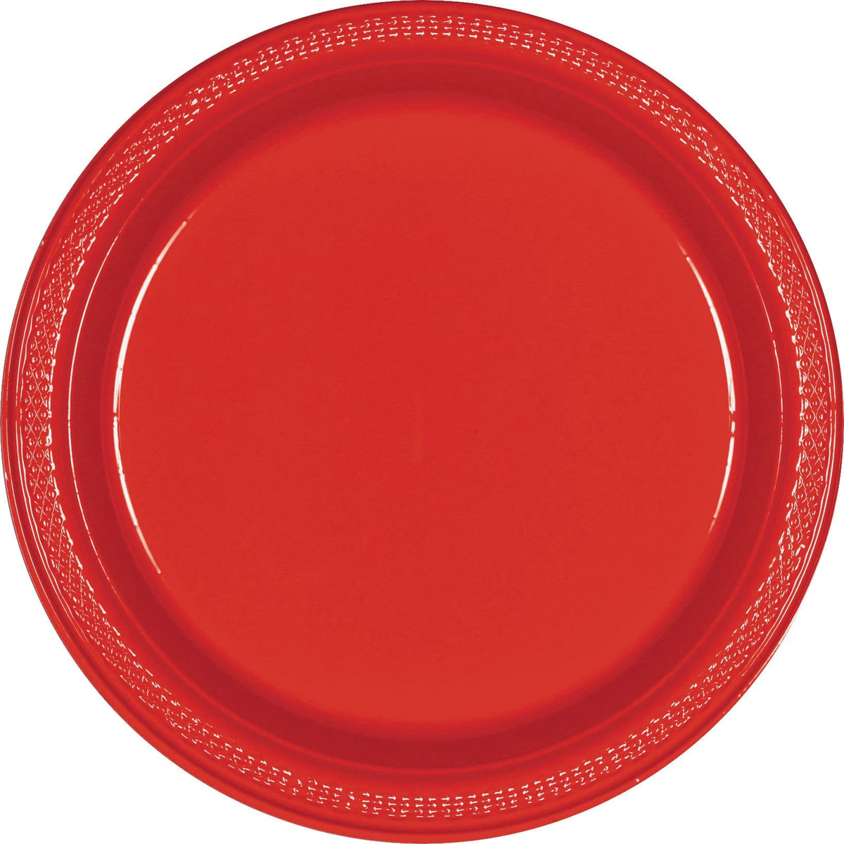 Elegant Apple Red 7-Inch Plastic Dessert Plates - 20 Pack