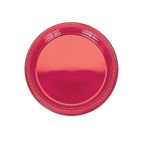 Elegant Apple Red 7-Inch Plastic Dessert Plates - 20 Pack