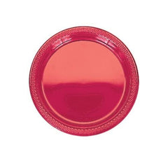 Elegant Apple Red 7-Inch Plastic Dessert Plates - 20 Pack