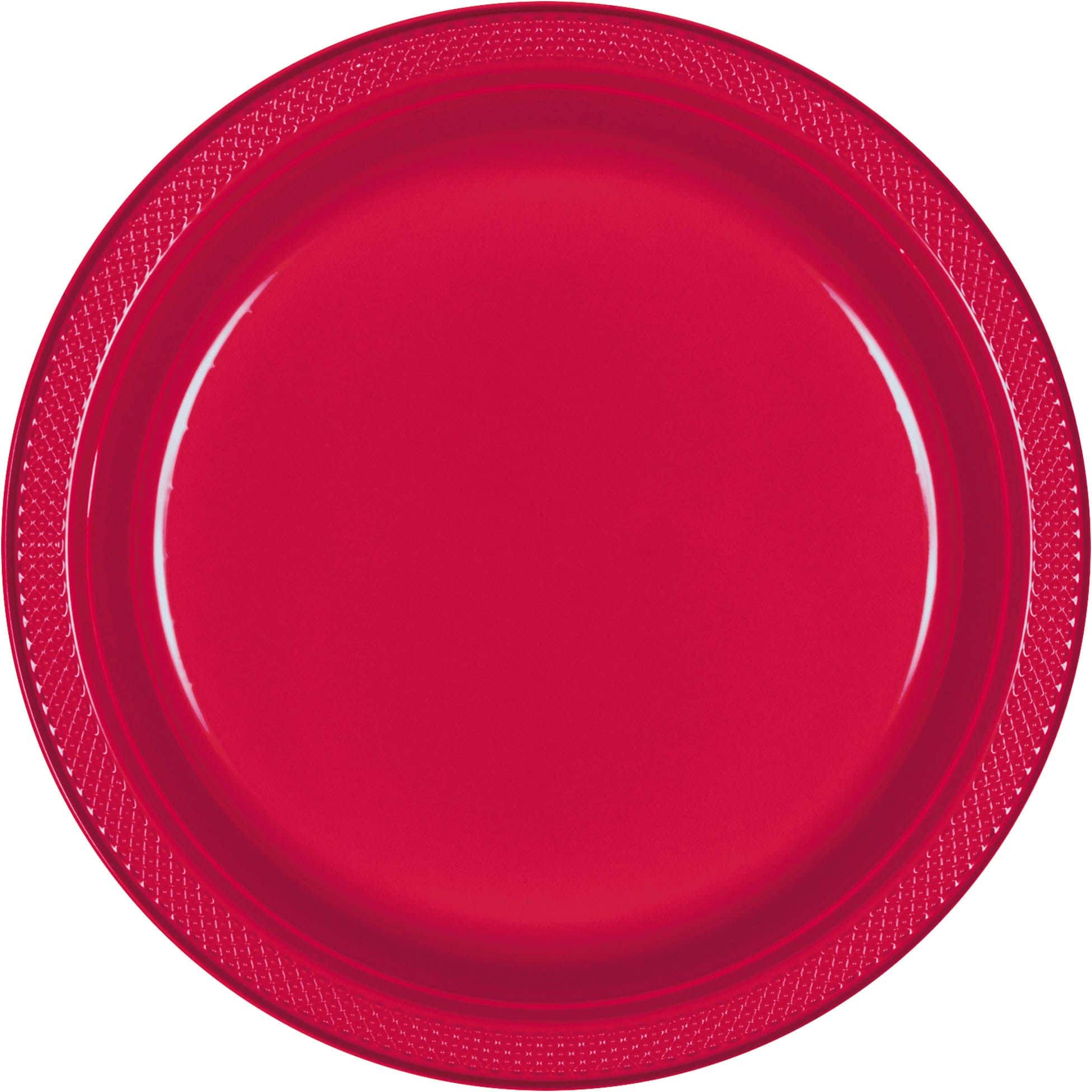 Elegant Apple Red 7-Inch Plastic Dessert Plates - 20 Pack
