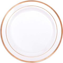 Rose Gold Trimmed Plastic Plates, 7.5 inch, 20 Pack