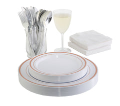 10.25-inch Premium Plastic Dinner Plates, Trimmed, 10-pack