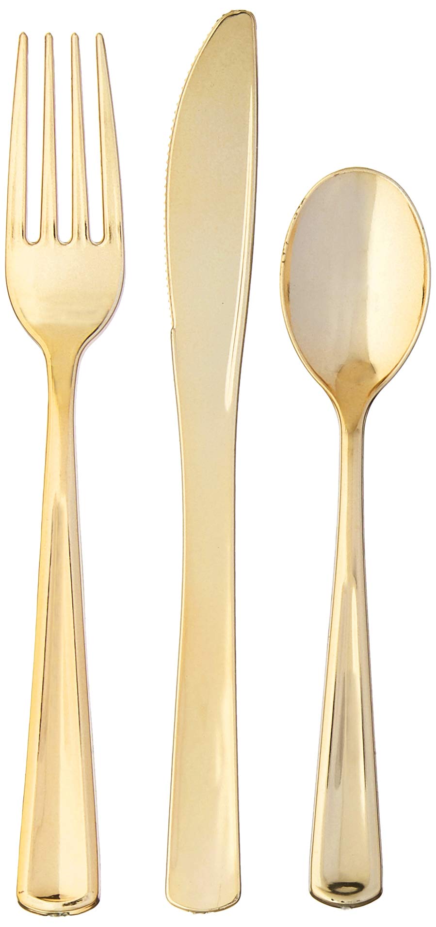 Premium Gold Plastic Cutlery Set | 16 Forks, 8 Spoons, 8 Knives