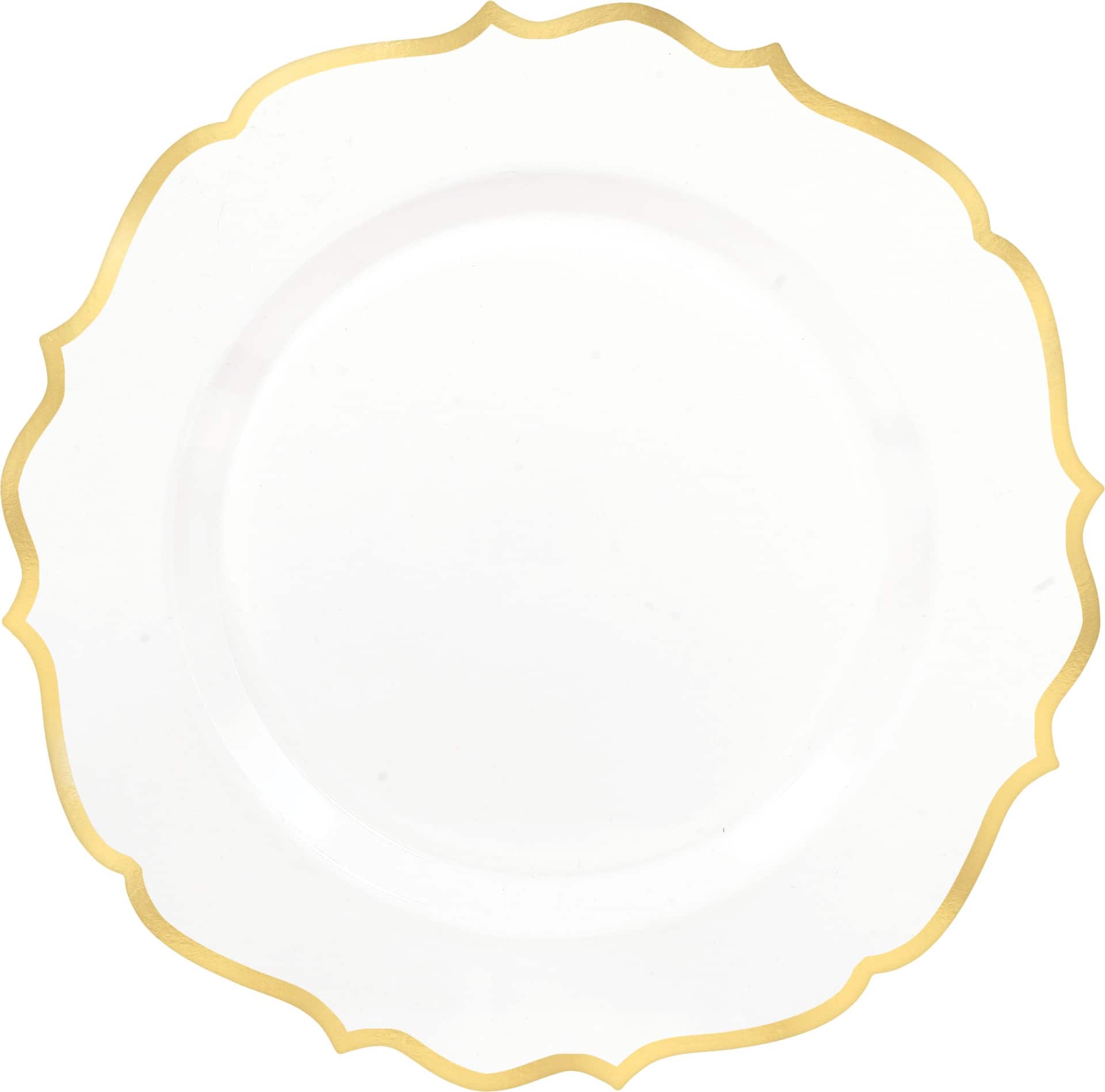 Round Bordered Trimmed Plastic Dessert Plates, 7.5-inch, 20-pk