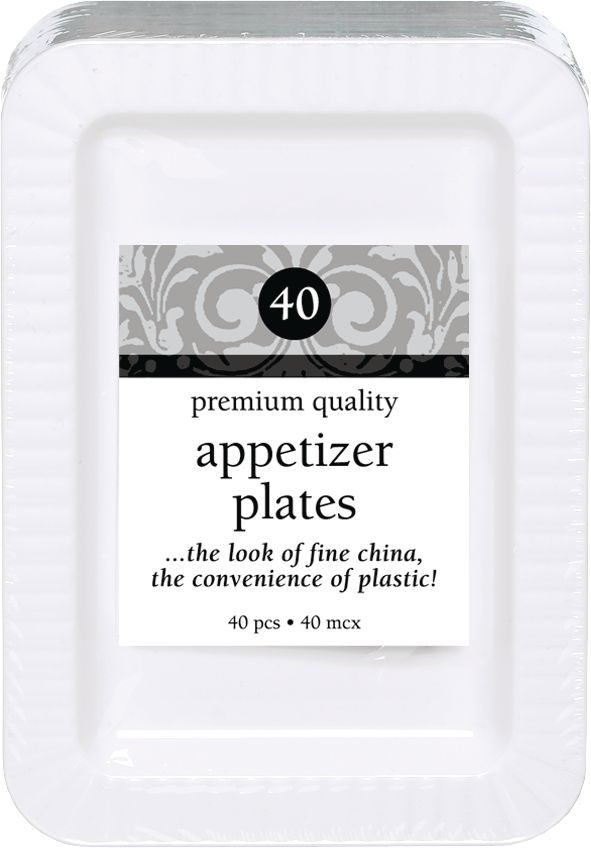 Premium White Plastic Rectangle Appetizer Plates, 5"x7", 32 Pack