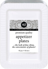 Premium White Plastic Rectangle Appetizer Plates, 5"x7", 32 Pack