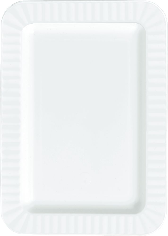 Premium White Plastic Rectangle Appetizer Plates, 5"x7", 32 Pack