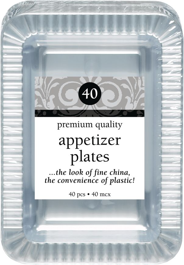 Premium Clear Rectangle Plastic Appetizer Plates, 7-inch x 5-inch, 32-Pack