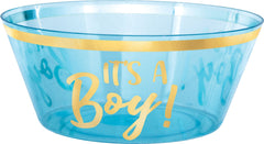 "It's a Boy" Plastic Serving Bowl, Blue/Gold, 10-inch