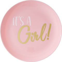 It's a Girl Reusable Lunch Plastic Plates, Pink, 7.5-inch, 20-pk