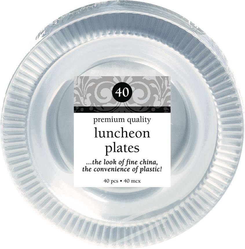 Clear Premium Plastic Dessert Plates, 7.5 inch, 32 Pack