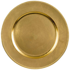 Round Plastic Reusable Charger Plates, Gold, 13-inch, 4-pk