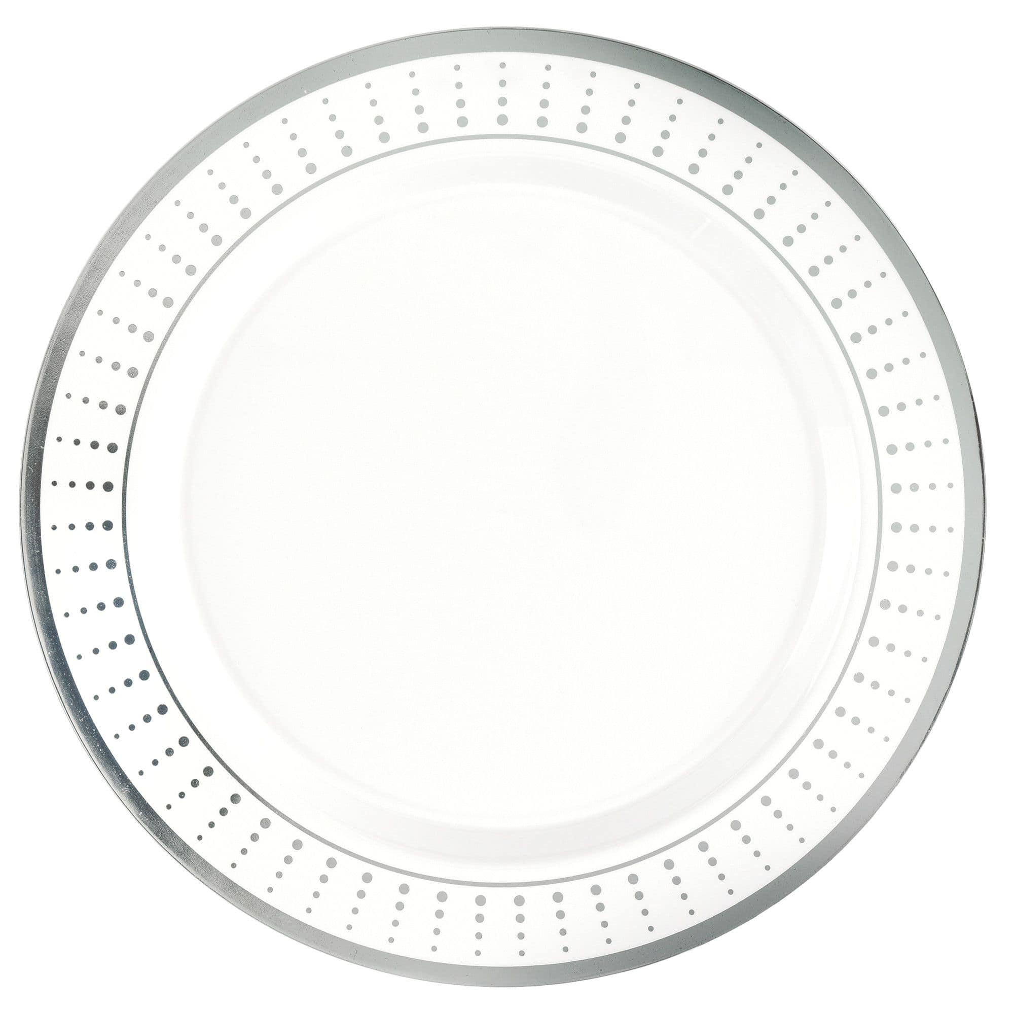 Round Bordered Plastic Dessert Plates, Silver/White, 7.5-inch, 20-pk
