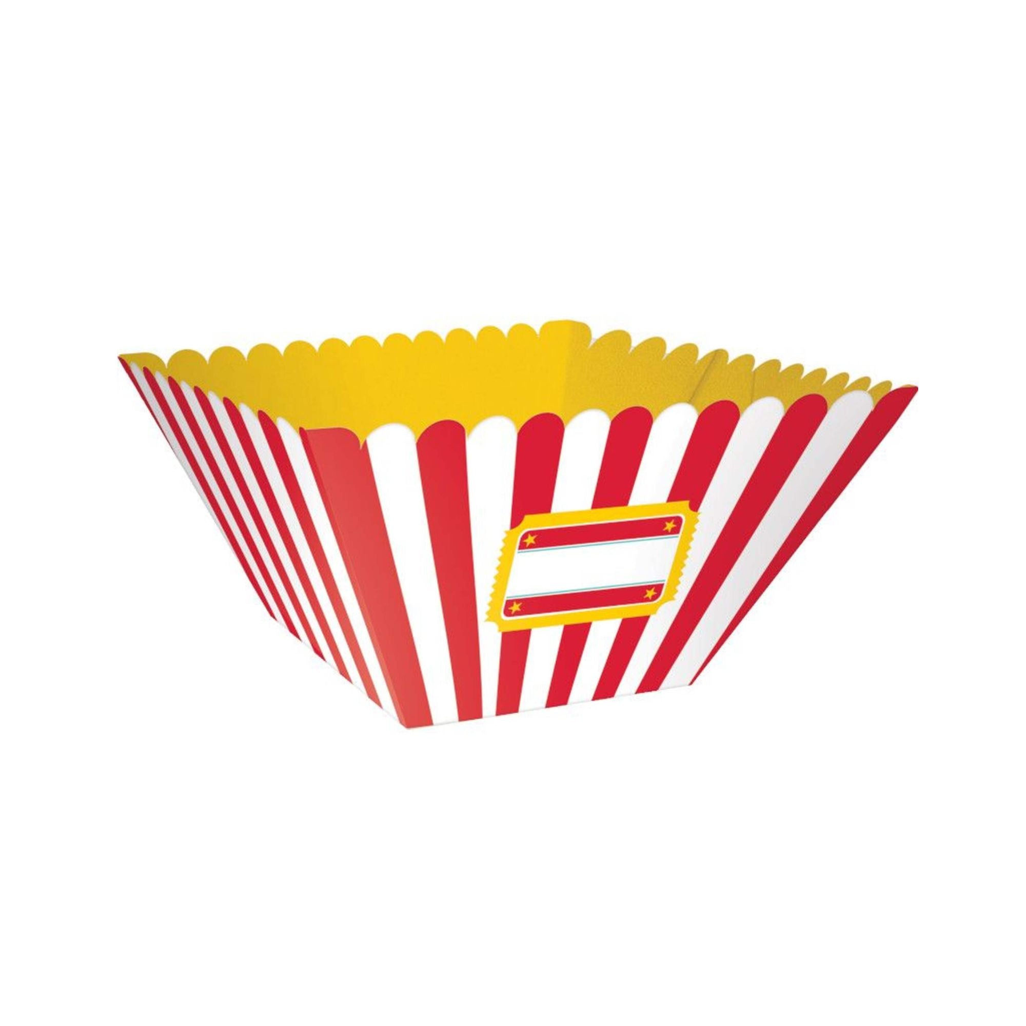 Movie Night Paper Appetizer Bowls, Red/Yellow, Striped, 8-inch, 3-pk