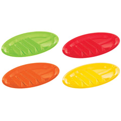 Fiesta Oval Divided Reusable Plastic Plates, Multicolor, 13-inch, 4-pk