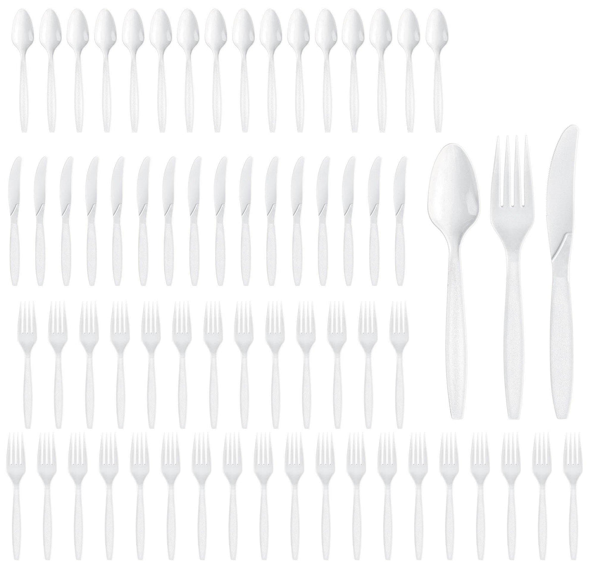 White Plastic Cutlery Assortment - 64 Count