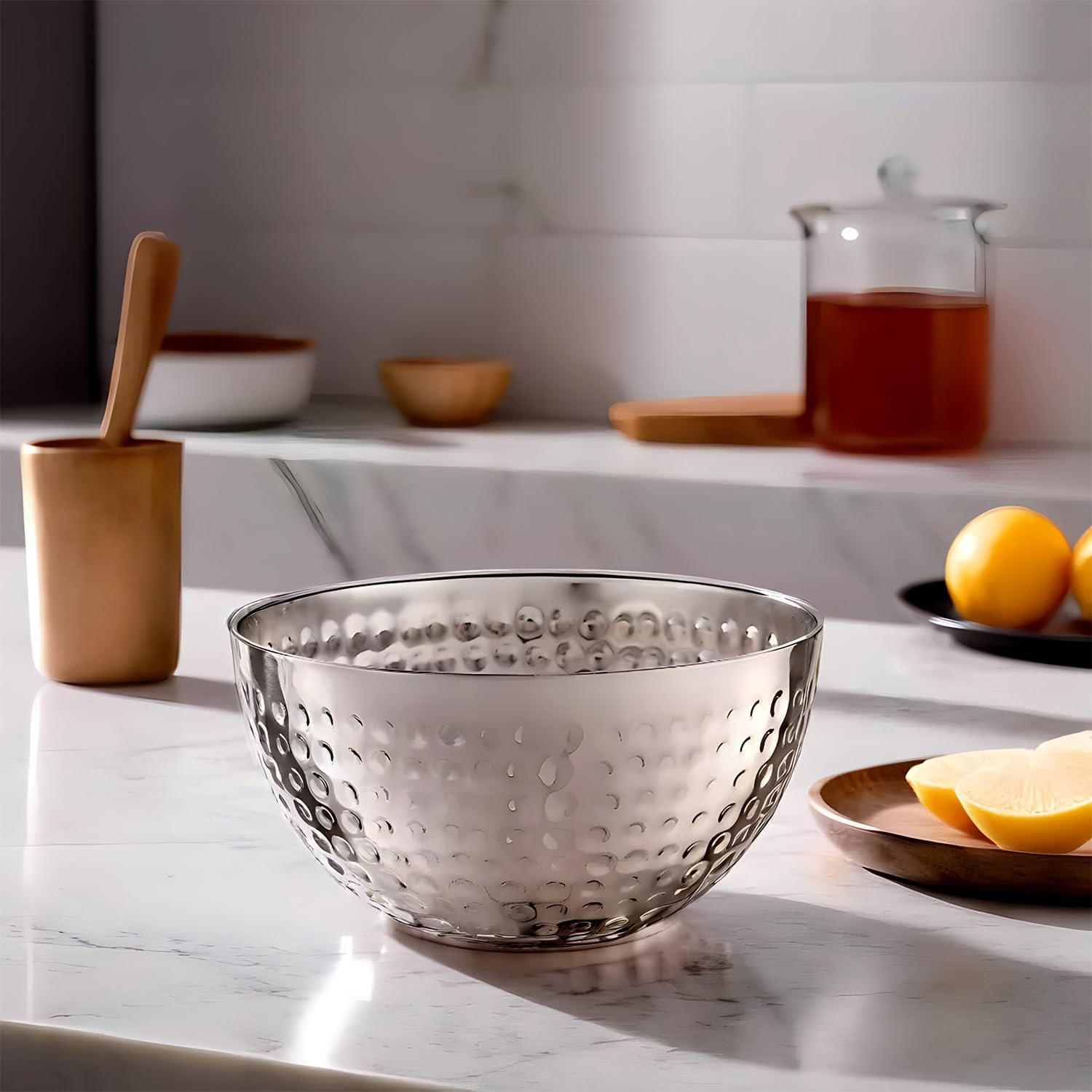 Stainless Steel Hammered Bowl, 6-in