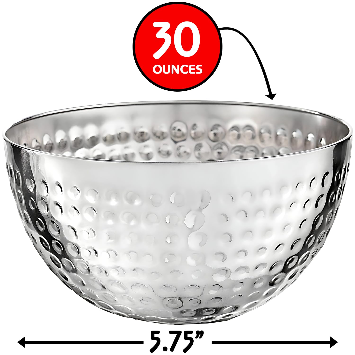 Stainless Steel Hammered Bowl, 6-in