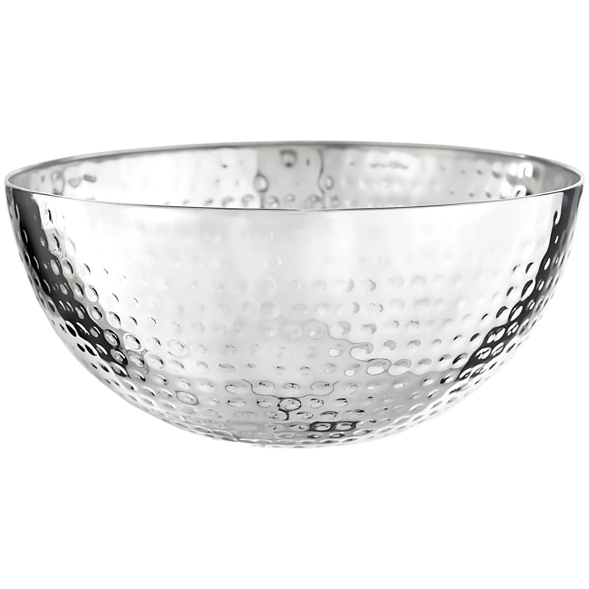 Silver Stainless Steel Hammered Bowl, 11-in