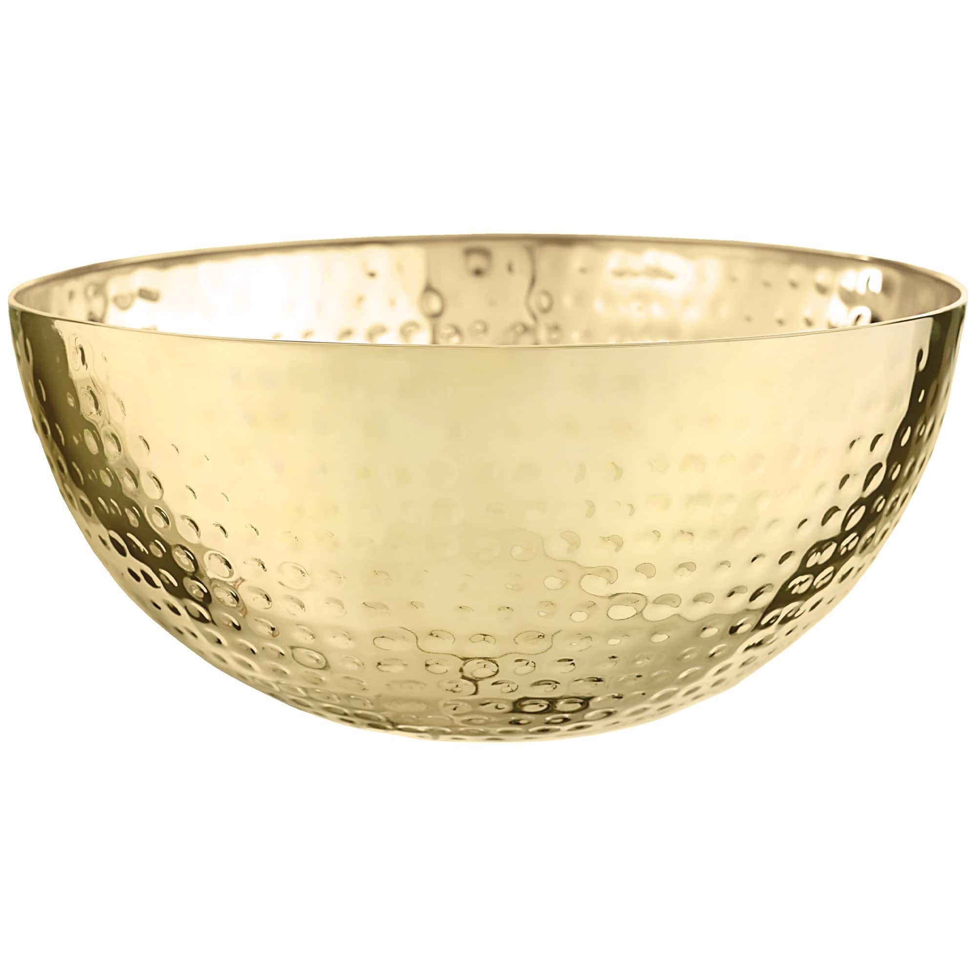 Gold Stainless Steel Hammered Bowl, 11-in