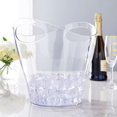 Oval Plastic Ice Bucket, Clear, 9-in