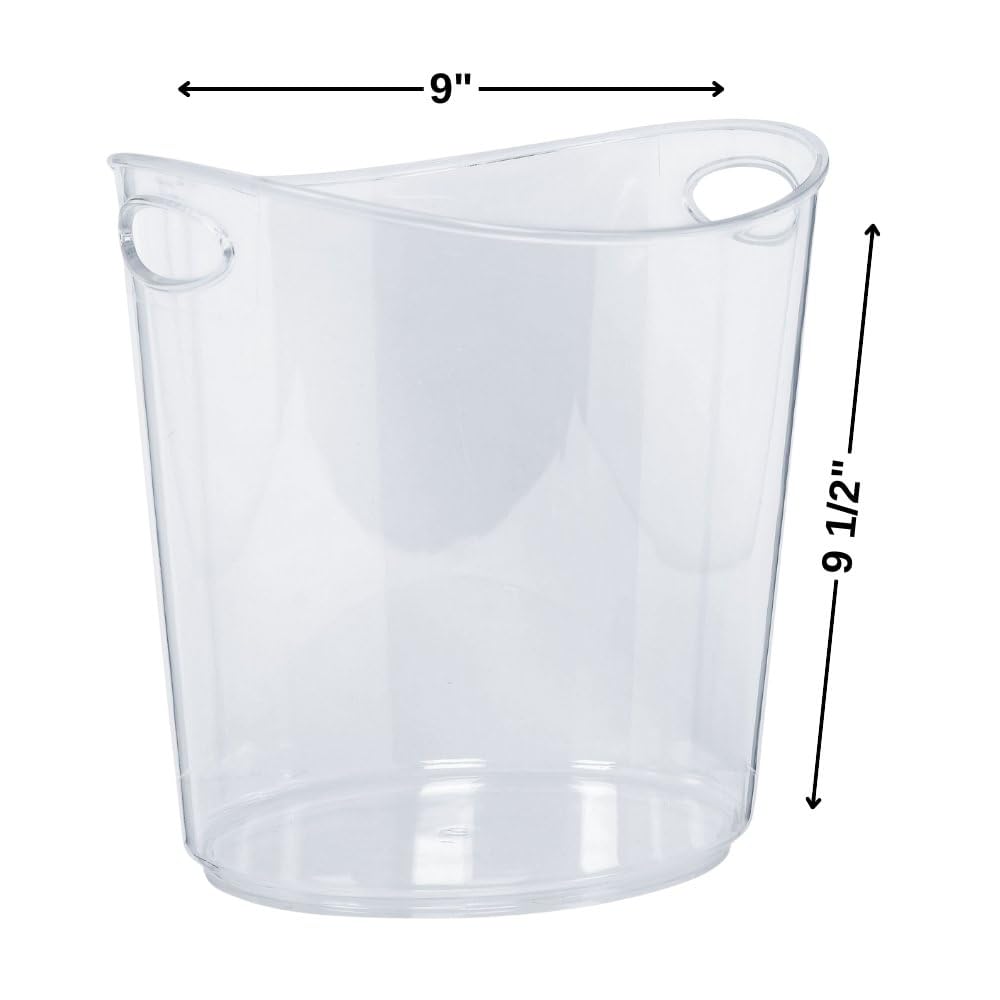Oval Plastic Ice Bucket, Clear, 9-in