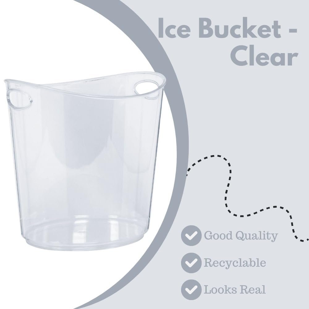 Oval Plastic Ice Bucket, Clear, 9-in