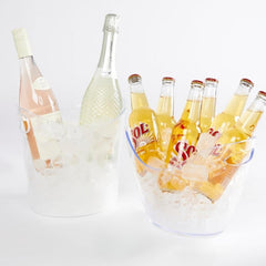 Oval Plastic Ice Bucket, Clear, 9-in