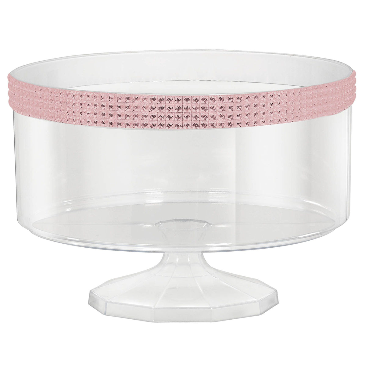 Trifle Plastic Reusable Rhinestone Container, Clear/Pink, 80-oz