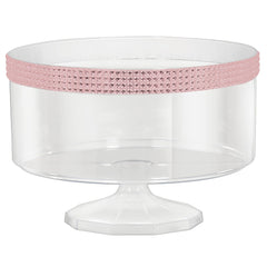 Trifle Plastic Reusable Rhinestone Container, Clear/Pink, 80-oz