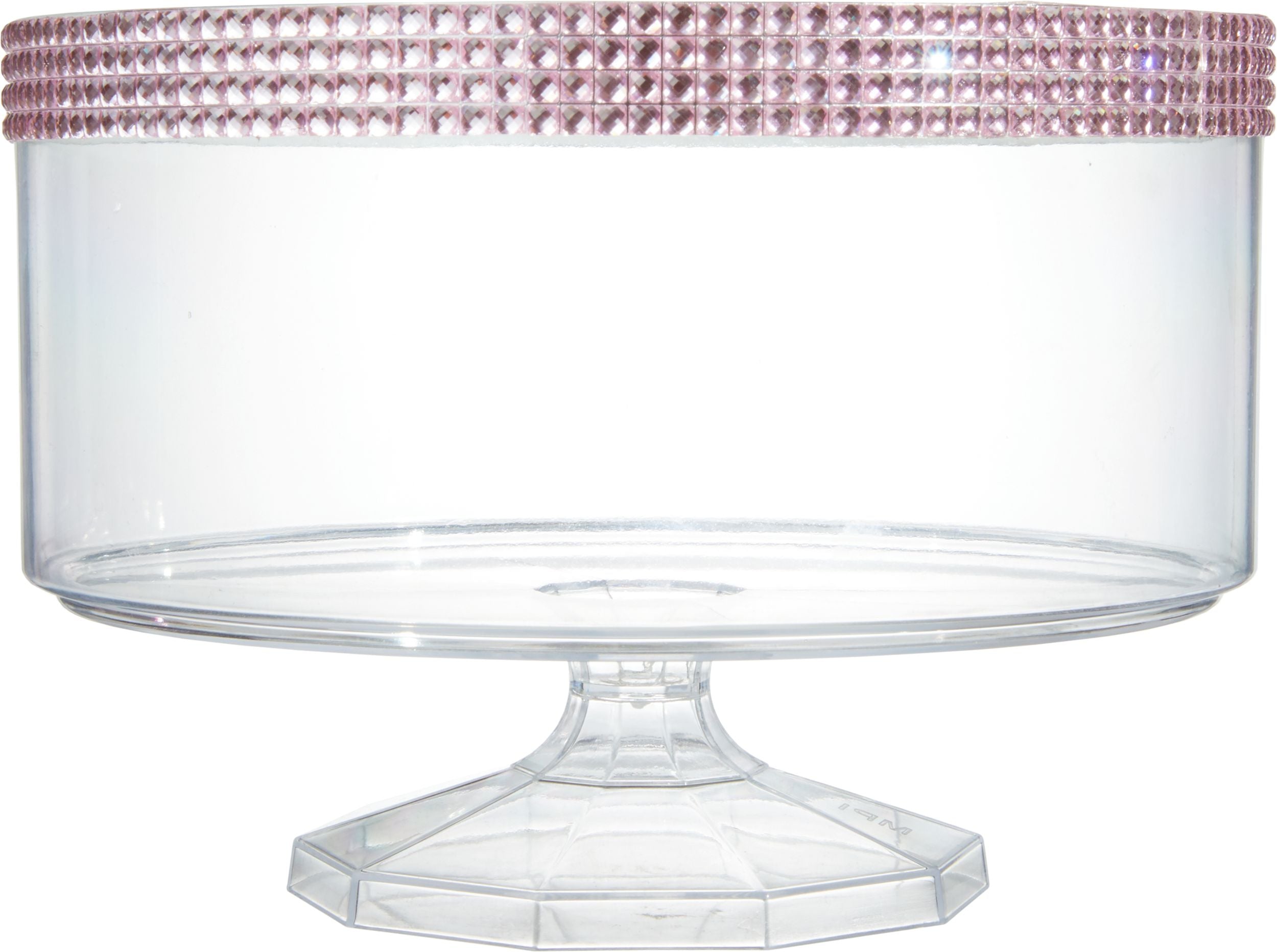 Trifle Plastic Reusable Rhinestone Container, Clear/Pink, 80-oz