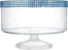 Trifle Plastic Reusable Rhinestone Container, Clear/Blue, 80-oz