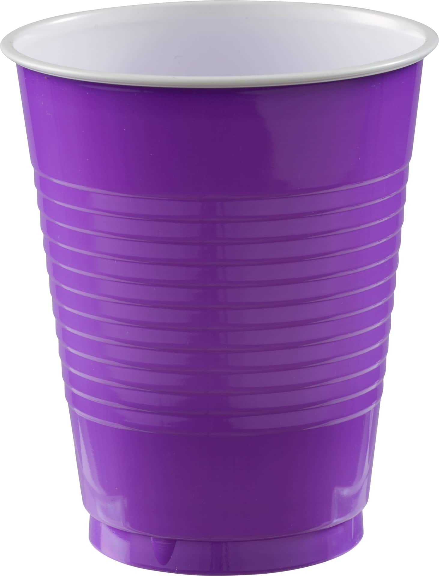 Purple Reusable Plastic Cups, 18oz, 50 Pack