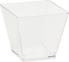 Cube Mini Plastic Reusable Bowls, Clear, 2-in, 40-pk