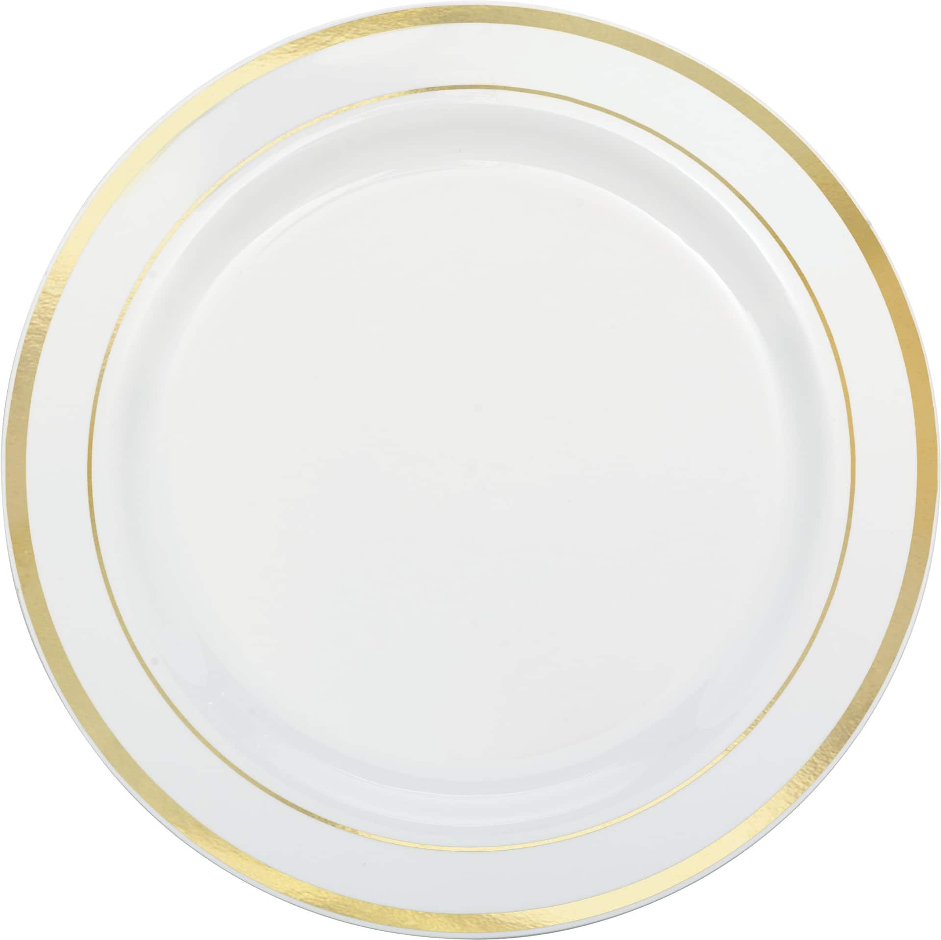 Round Bordered Plastic Reusable Dessert Plates, 6 inch, 8-pk