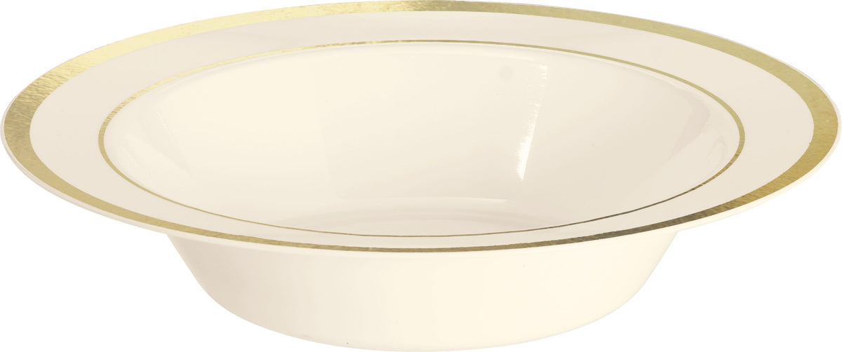 Elegant Gold Trim Plastic Bowls, 12oz, 10 Pack