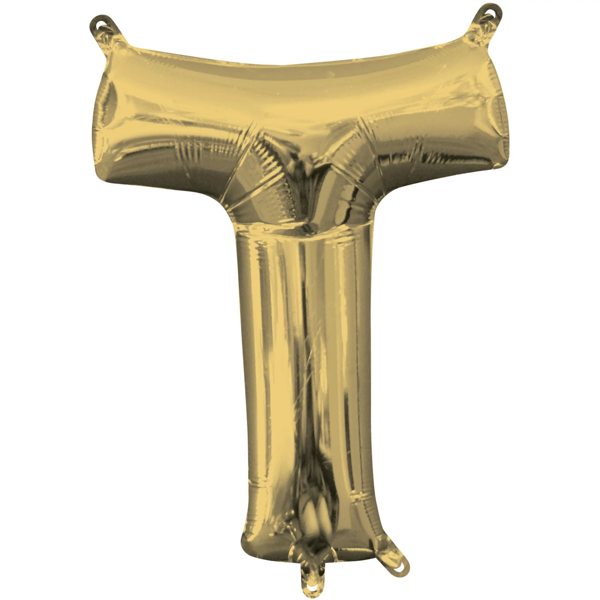 Metallic Gold Letter "T" Foil Balloon
