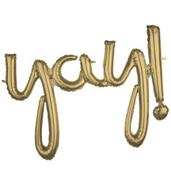 Gold Yay Script Foil Balloon