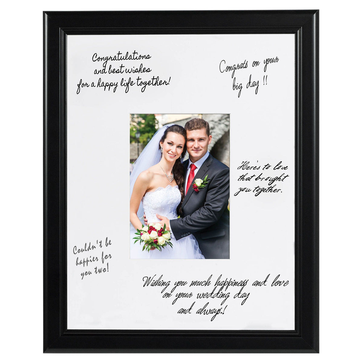 Autograph Picture Frame Decoration, Black, 12-in, for Wedding/Engagement Party
