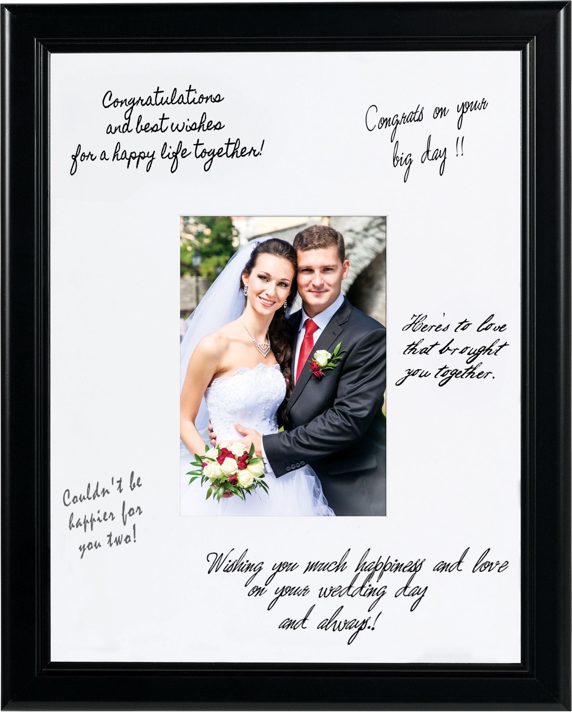 Autograph Picture Frame Decoration, Black, 12-in, for Wedding/Engagement Party
