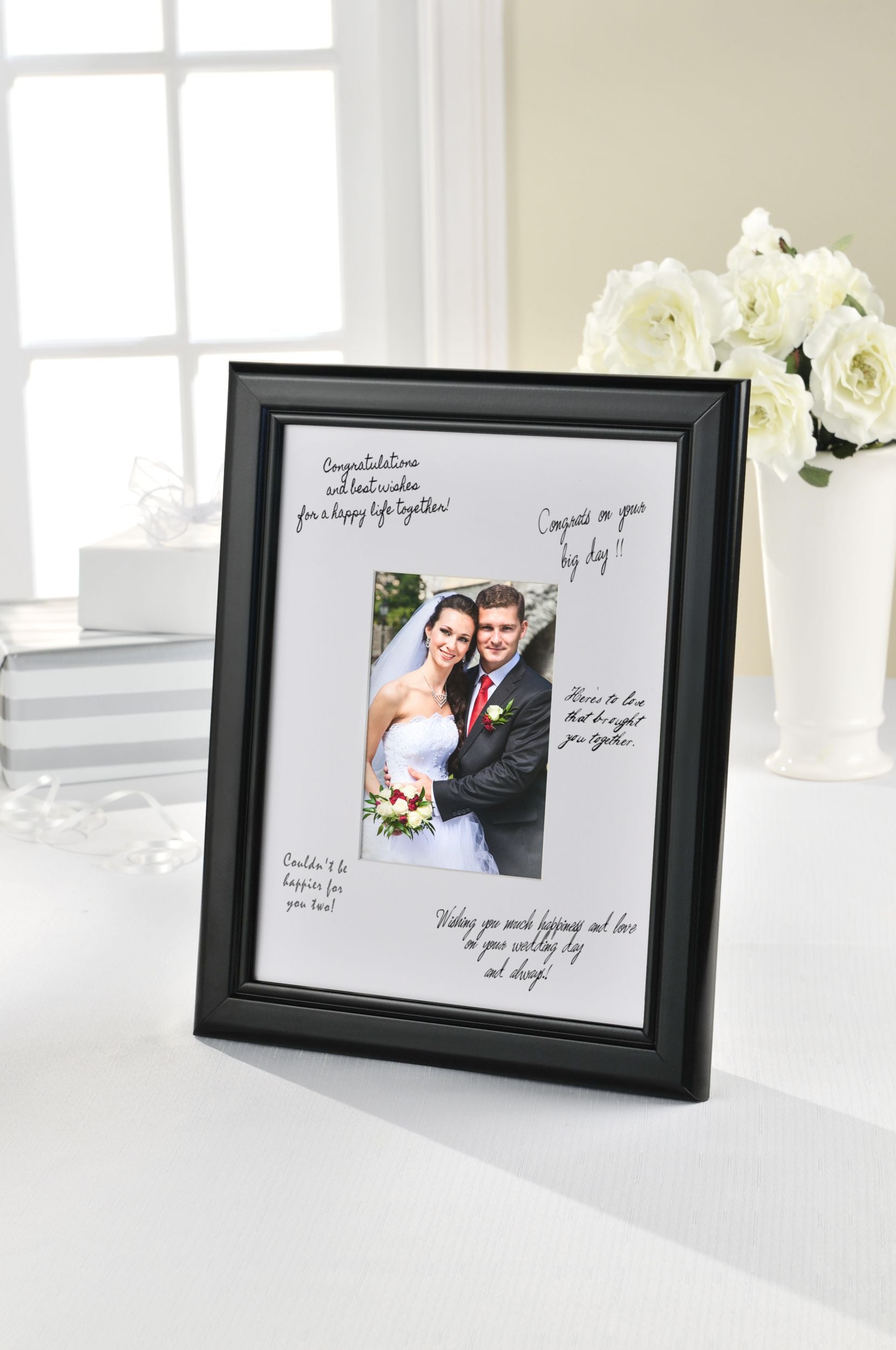 Autograph Picture Frame Decoration, Black, 12-in, for Wedding/Engagement Party