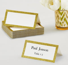 Name Table Glitter Place Cards, Gold, 50-pk, for Wedding/Anniversary