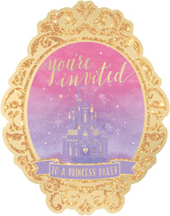 Disney Princess Once Upon A Time Invitations, Gold/Pink/Purple, 8-pk