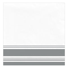 Square Airlaid Dinner Napkins, White/Silver, 8-inch, 40-pk