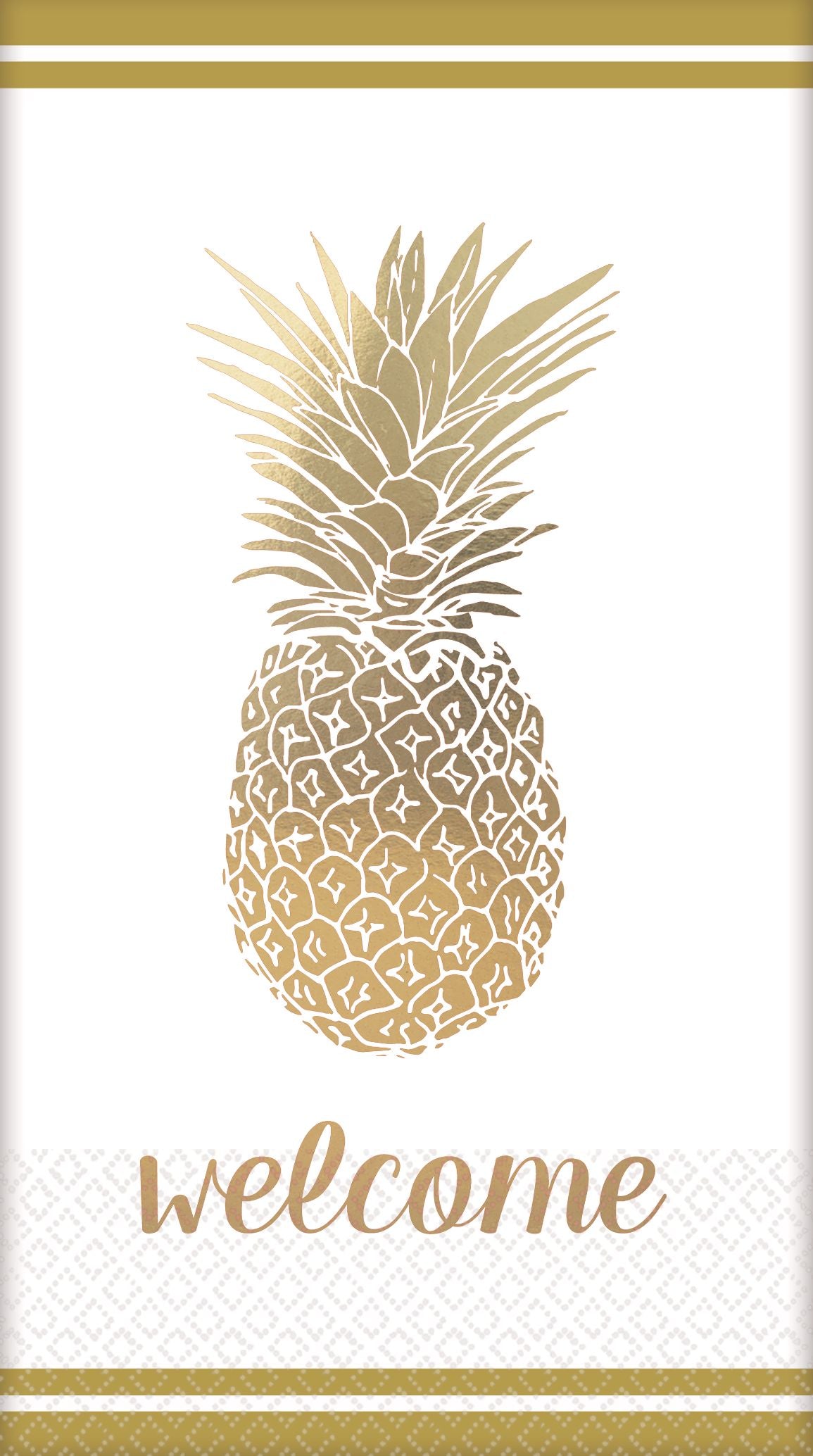 Pineapple Guest Towel Napkins, White/Gold, 8-inch, 20-pk
