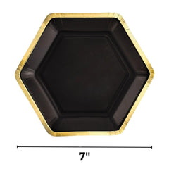 Black Metallic Hexagon 7-inch Appetizer Paper Plates, 8-pk