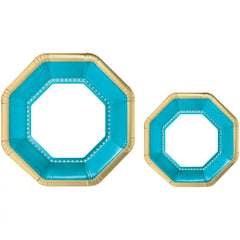 Caribbean Blue Premium Octagonal Paper Plates Multipack, 7.5-in & 10-in, 20-pcs