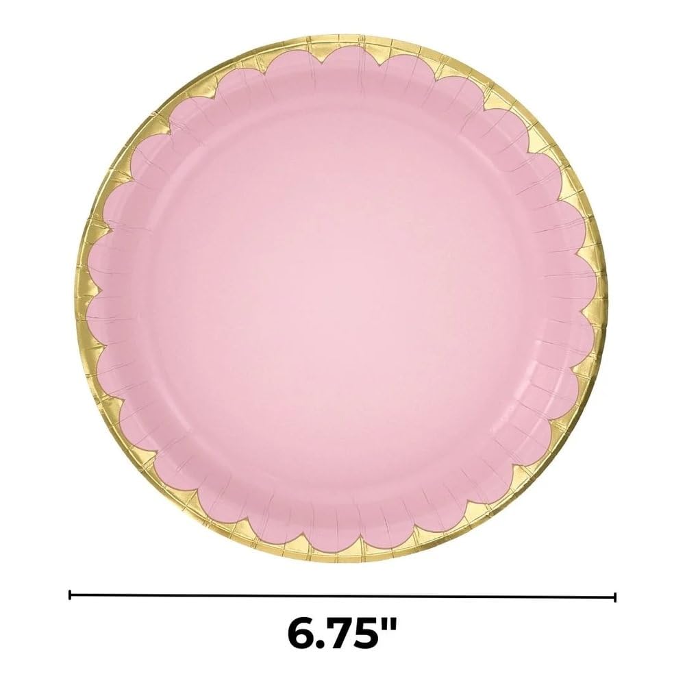 Elegant Rose Gold Trim 6.75-inch Paper Plates, 8-pk