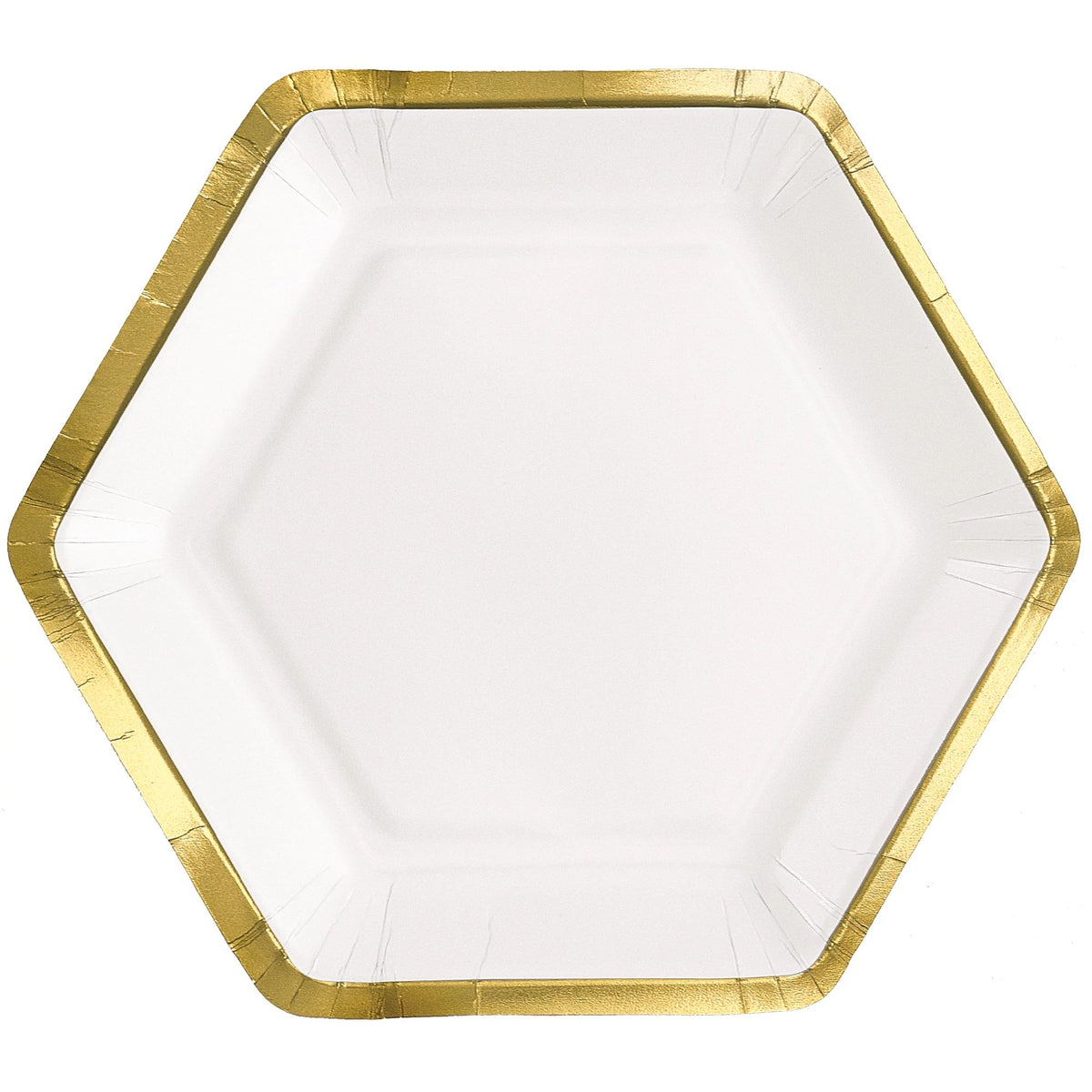 Elegant White Hexagon 9-inch Metallic Paper Plates, 8-pk